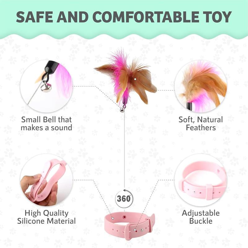 Cat Collar Toy,New Premium Teasing Wand,Cat Teaser, Cat Toys, Cat Stuff, Indoor Cat Accessories, Cat Interactive Toys