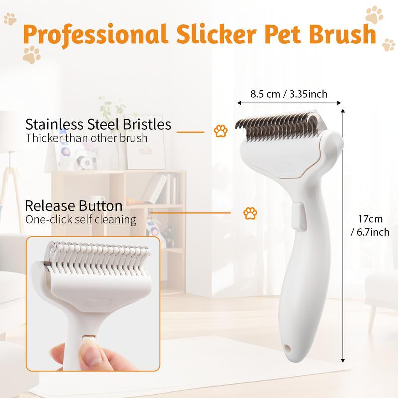 Pet Grooming Brush for Dog Cat Hair Removal Massage Comb Skin Friendly Grooming Tool for Dogs, Cats, and Puppies, Deshedding and Hair Removal for Long and Short Haired Pets