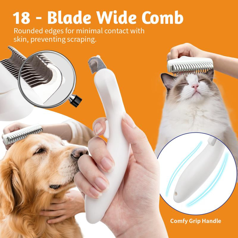 Pet Grooming Brush for Dog Cat Hair Removal Massage Comb Skin Friendly Grooming Tool for Dogs, Cats, and Puppies, Deshedding and Hair Removal for Long and Short Haired Pets