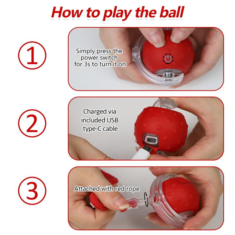 Depets Interactive Cat Toys Ball for Indoor Cats Fast Rolling on Carpet, Chirping & Motion Activate Cat Toys (Red) Toy Pet Interactive Toys