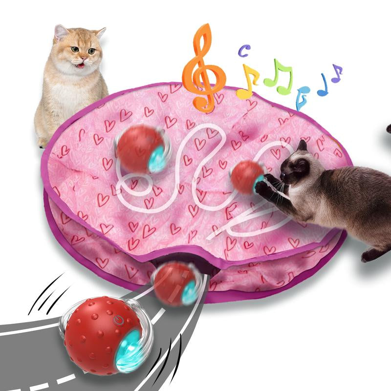 Depets Interactive Cat Toys Ball for Indoor Cats Fast Rolling on Carpet, Chirping & Motion Activate Cat Toys (Red) Toy Pet Interactive Toys