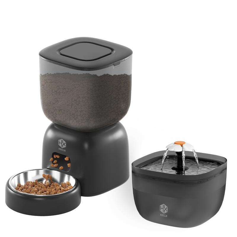 2In1 Pet Food and Water Automatic Dispenser,Large Capacity Pet Feeding Dispensers for Dogs and Cats.Automatic Feeder Witn Voice Recording