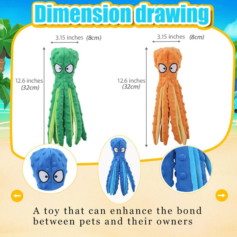 Squeaky Dog Octopus Toy - a Plush Octopus Toy for Pets, without Stuffing, Suitable for Puppies during Teething for Chewing, an Emotional Comfort Toy, and a Companion Toy for Pets.