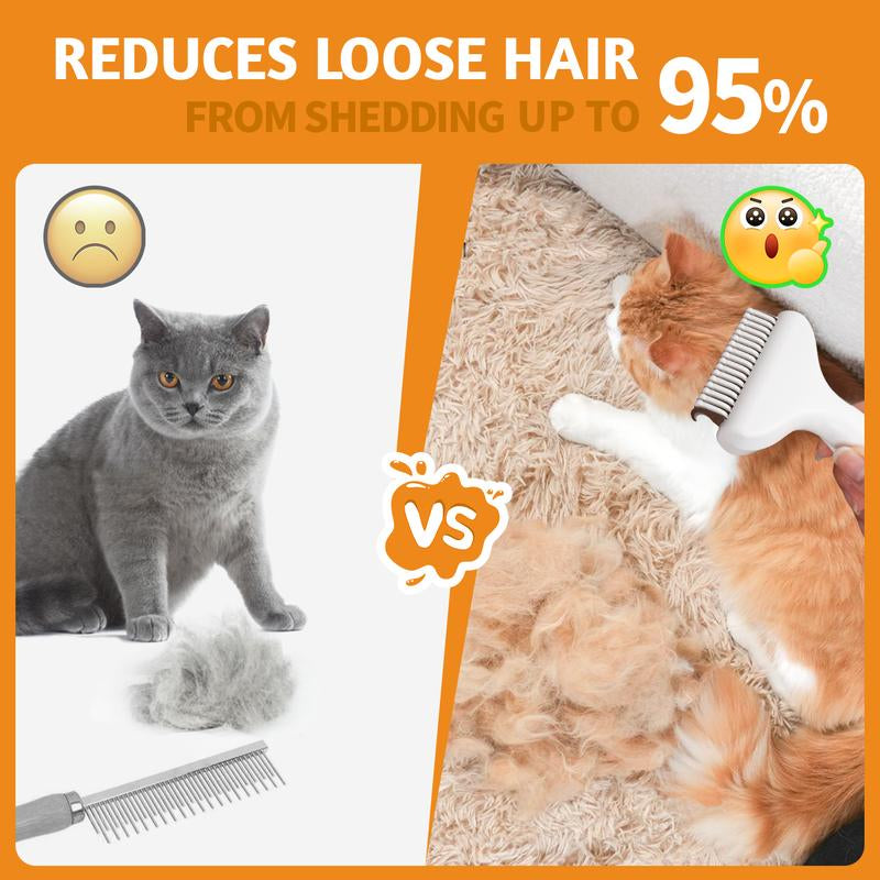 Pet Grooming Brush for Dog Cat Hair Removal Massage Comb Skin Friendly Grooming Tool for Dogs, Cats, and Puppies, Deshedding and Hair Removal for Long and Short Haired Pets