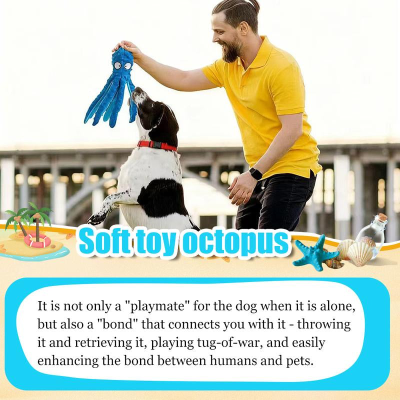 Squeaky Dog Octopus Toy - a Plush Octopus Toy for Pets, without Stuffing, Suitable for Puppies during Teething for Chewing, an Emotional Comfort Toy, and a Companion Toy for Pets.