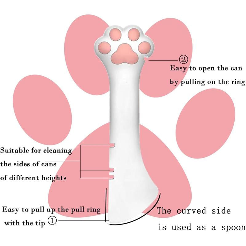 Cat Food Can Spoons & Can Lids| 4 Pcs| Multi-Function Can Opener| Silicone Pet Food Can Covers| Stainless Steel Wet Food Spoon for Cats and Dogs(Pink)