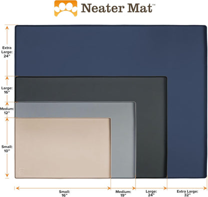Neater Mat - Waterproof Silicone Pet Bowls Mat - Protect Floors from Food & Water (19" X 12", Gunmetal)