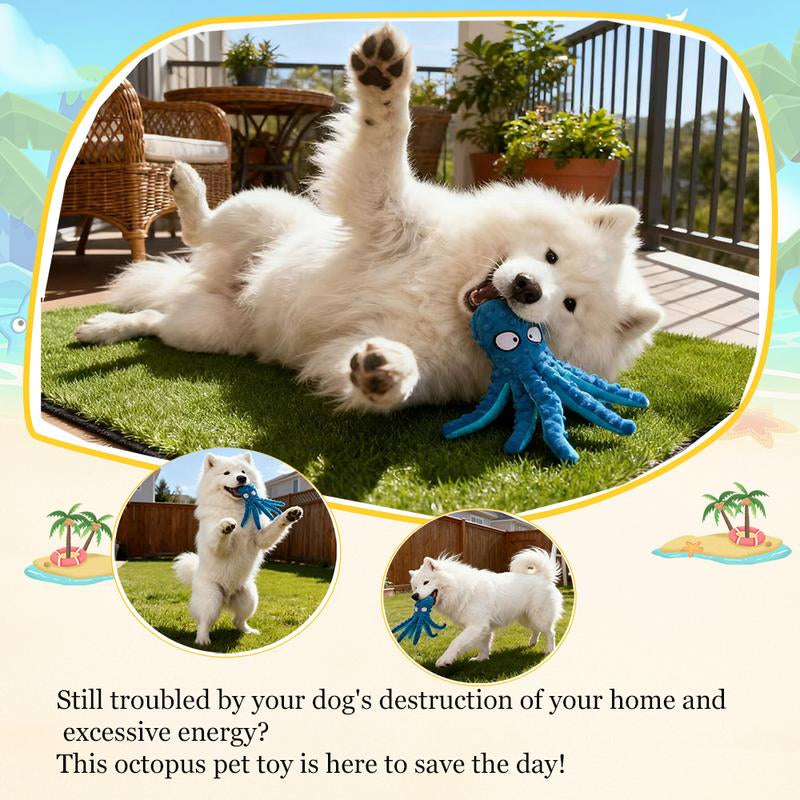 Squeaky Dog Octopus Toy - a Plush Octopus Toy for Pets, without Stuffing, Suitable for Puppies during Teething for Chewing, an Emotional Comfort Toy, and a Companion Toy for Pets.