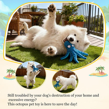 Squeaky Dog Octopus Toy - a Plush Octopus Toy for Pets, without Stuffing, Suitable for Puppies during Teething for Chewing, an Emotional Comfort Toy, and a Companion Toy for Pets.